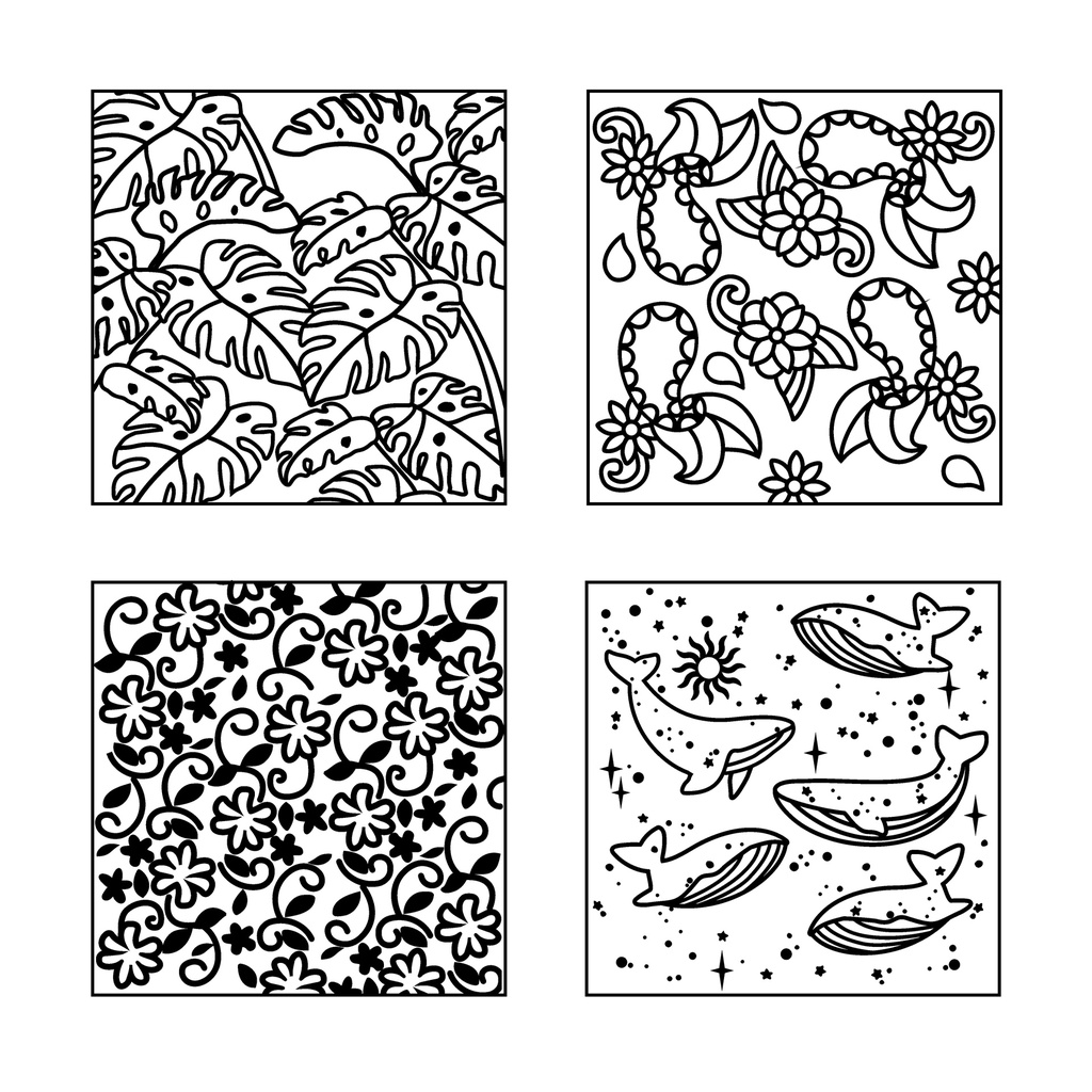 Набор штампов для полимерной глины, 4 шт.: киты, пейсли, монстера, цветы