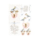 Набор декупажных карт Винтажные птицы с коронами и сердечками, 5 листов, формат А4