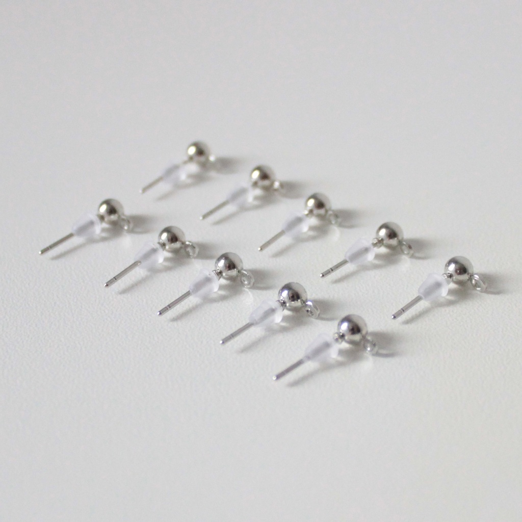 Швензы для гвоздиков-шариков с кольцом и силиконовым зажимом, 4 мм серебро (20 шт.)