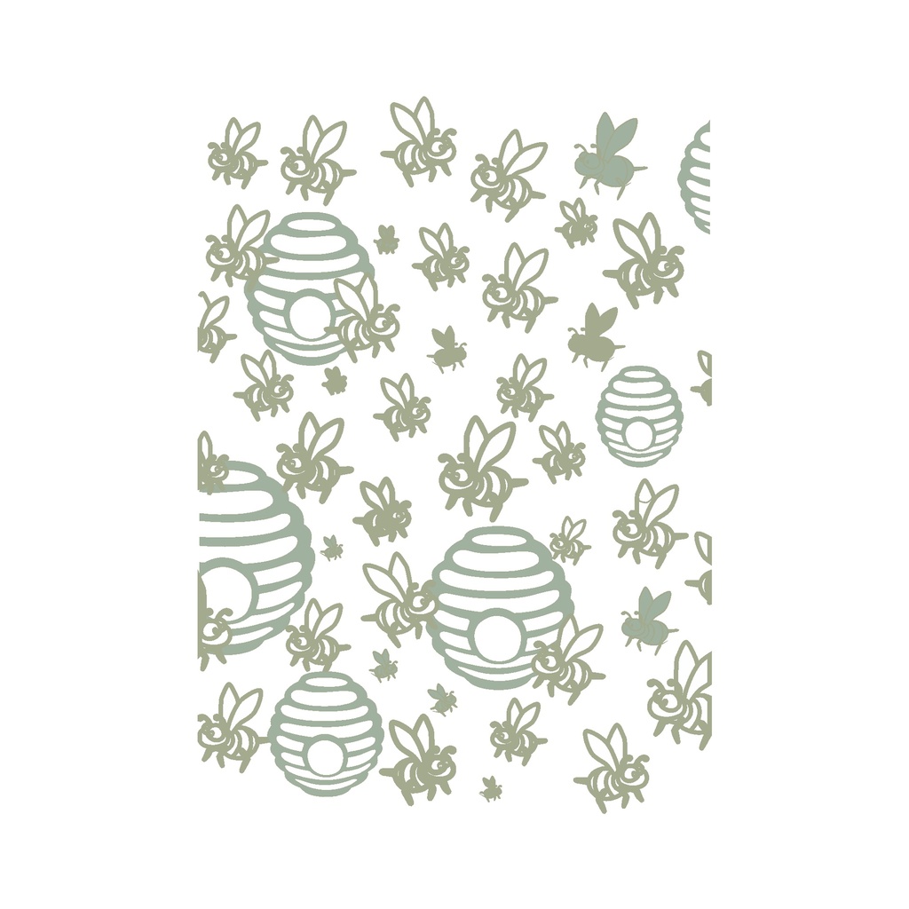 Декоративная калька (веллум) Пчелки, пчелы, с золотым и серебряным тиснением, формат А4