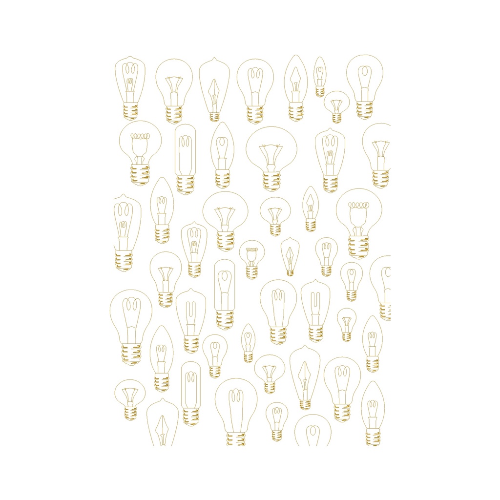 Декоративная калька (веллум) Лампочки, с золотым и серебряным тиснением, формат А4