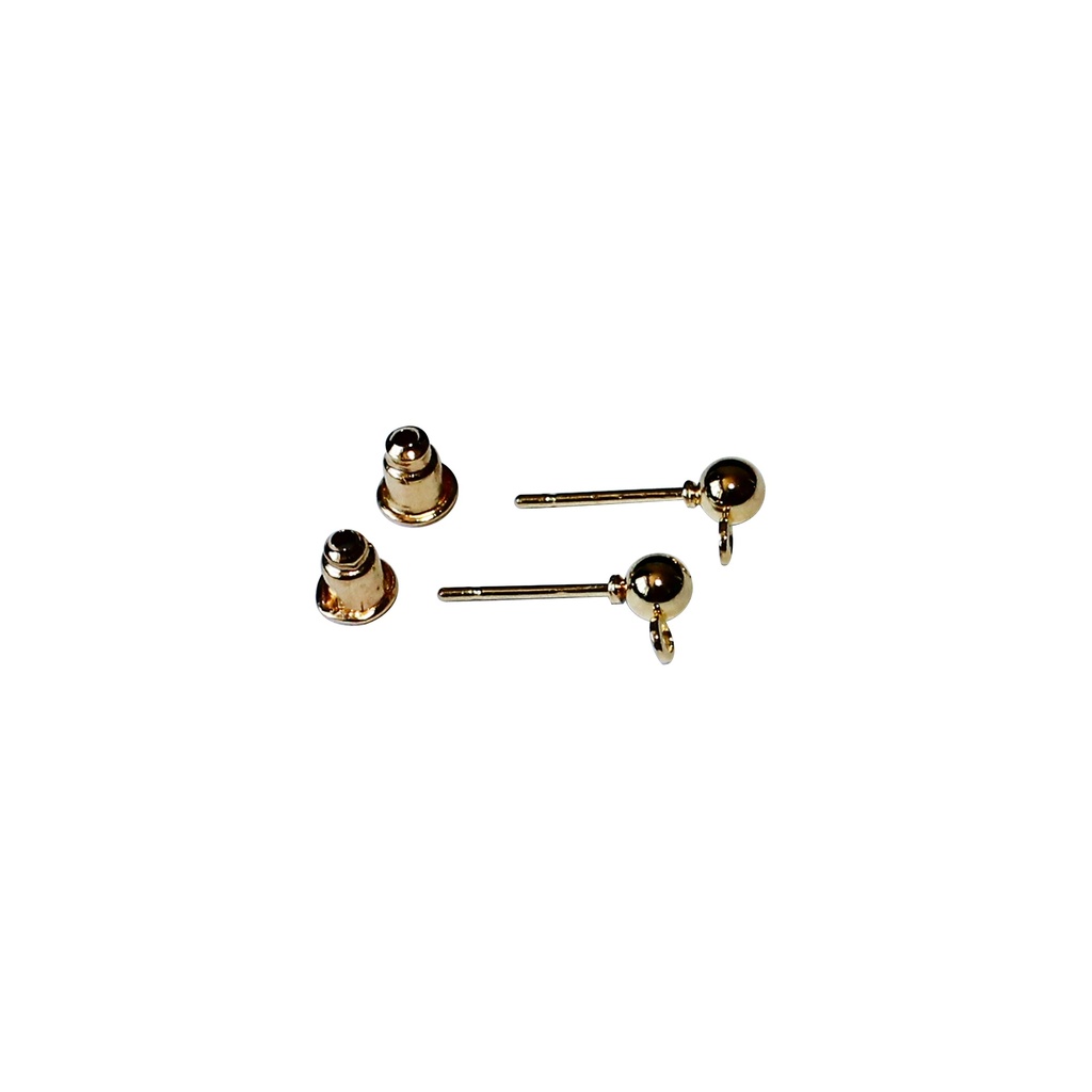 Швензы для гвоздиков-шариков с кольцом и зажимом, 4 мм золото (20 шт.)