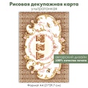 Декупажная рисовая карта TEA, венок из розочек, фон кружево, формат А4