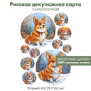 Декупажная рисовая карта Корги и снег, формат А3