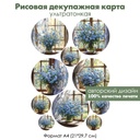 Декупажная рисовая карта Незабудки в вазе на окне, формат А4