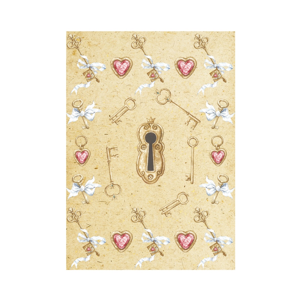 Набор декупажных карт Винтажные ключи и сердечки, 5 листов, формат А4