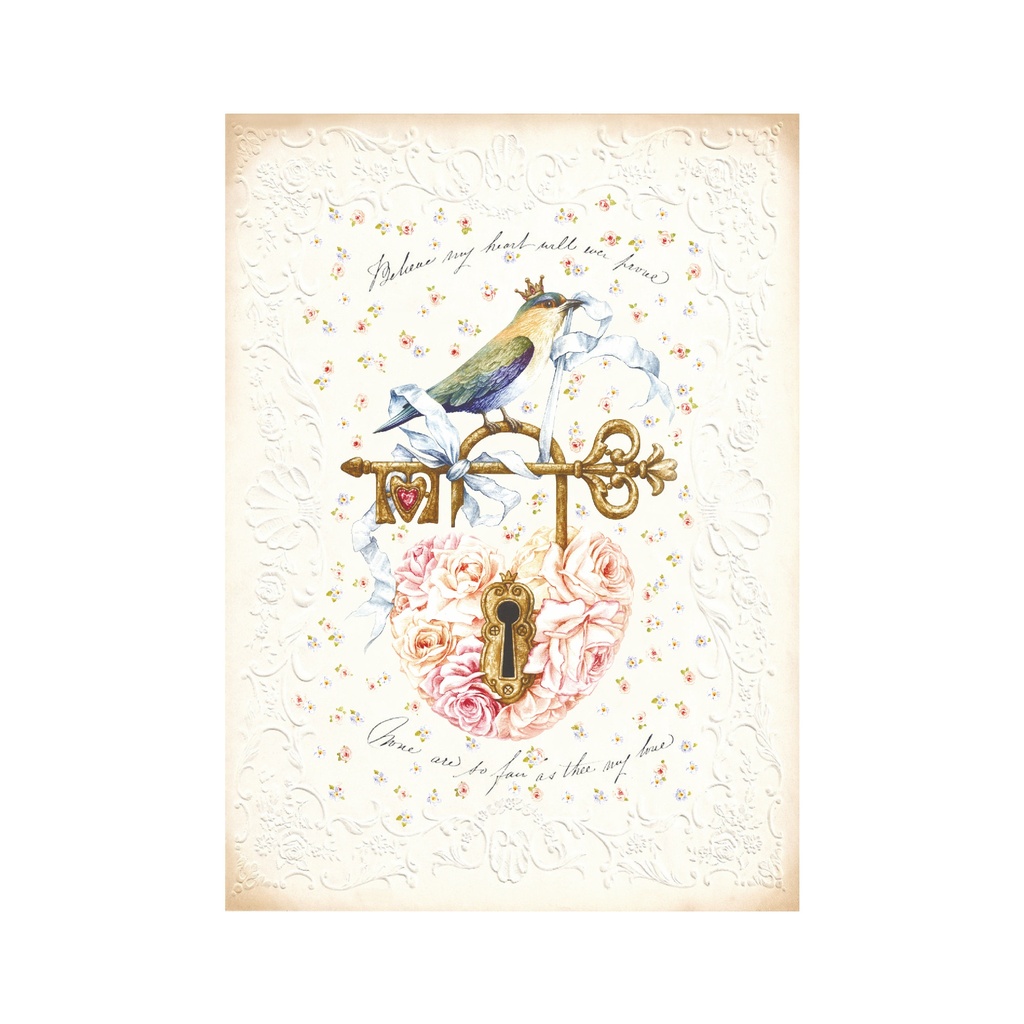 Набор декупажных карт Винтажная птица и сердце из роз, 5 листов, формат А4