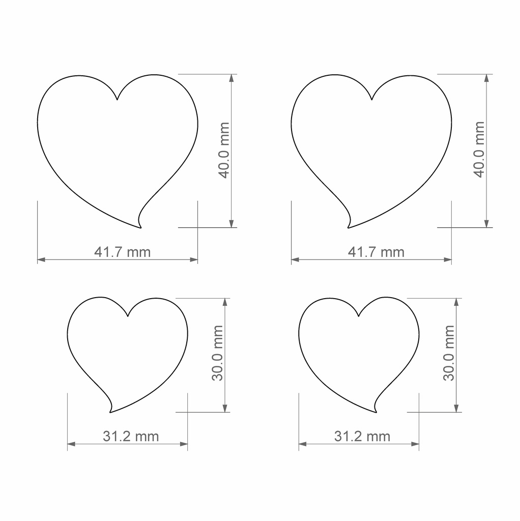 Каттеры (вырубка) для украшений &quot;Четыре сердца с изгибом&quot;