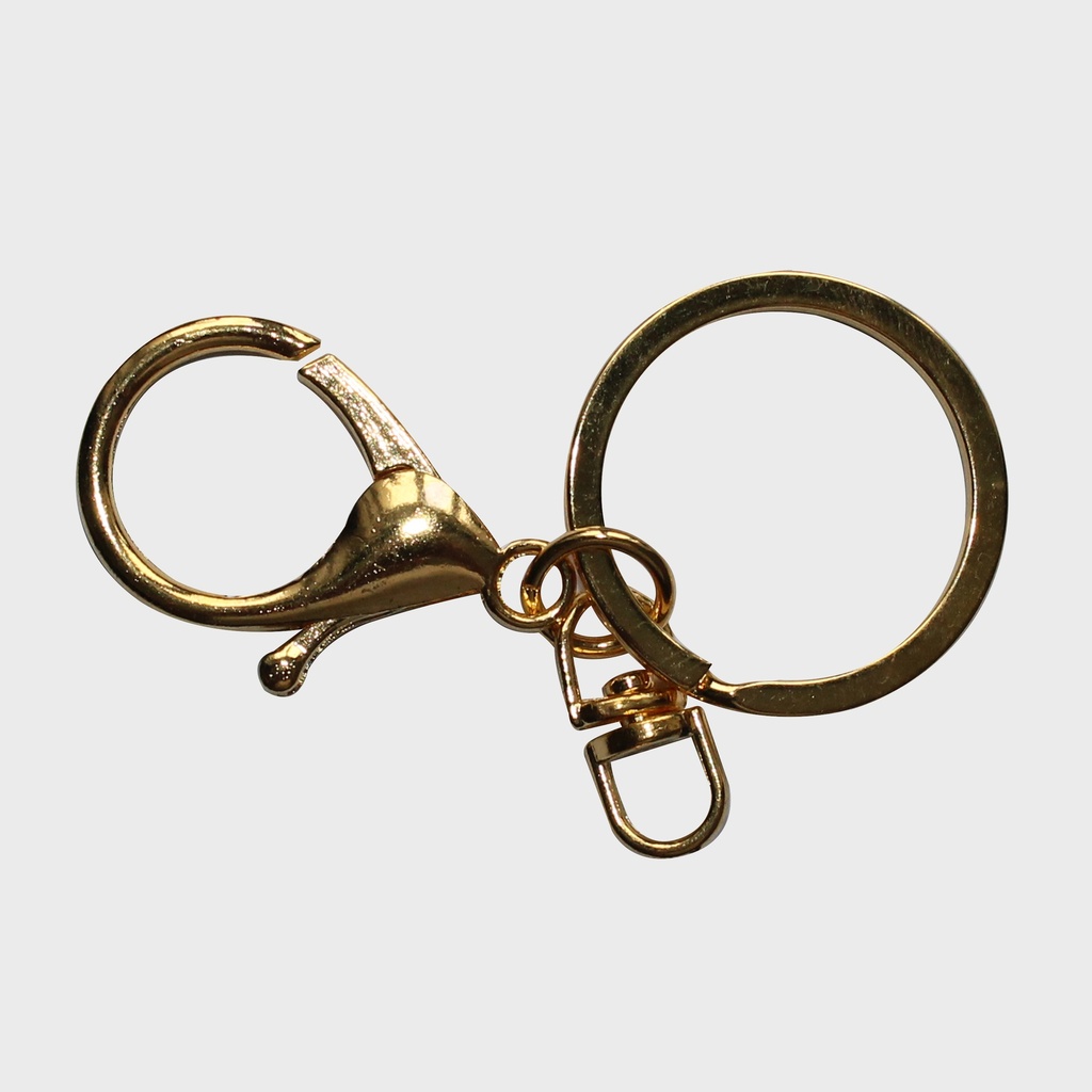 Кольцо для ключей с карабином, диаметр 30 мм, золото, 1 шт.
