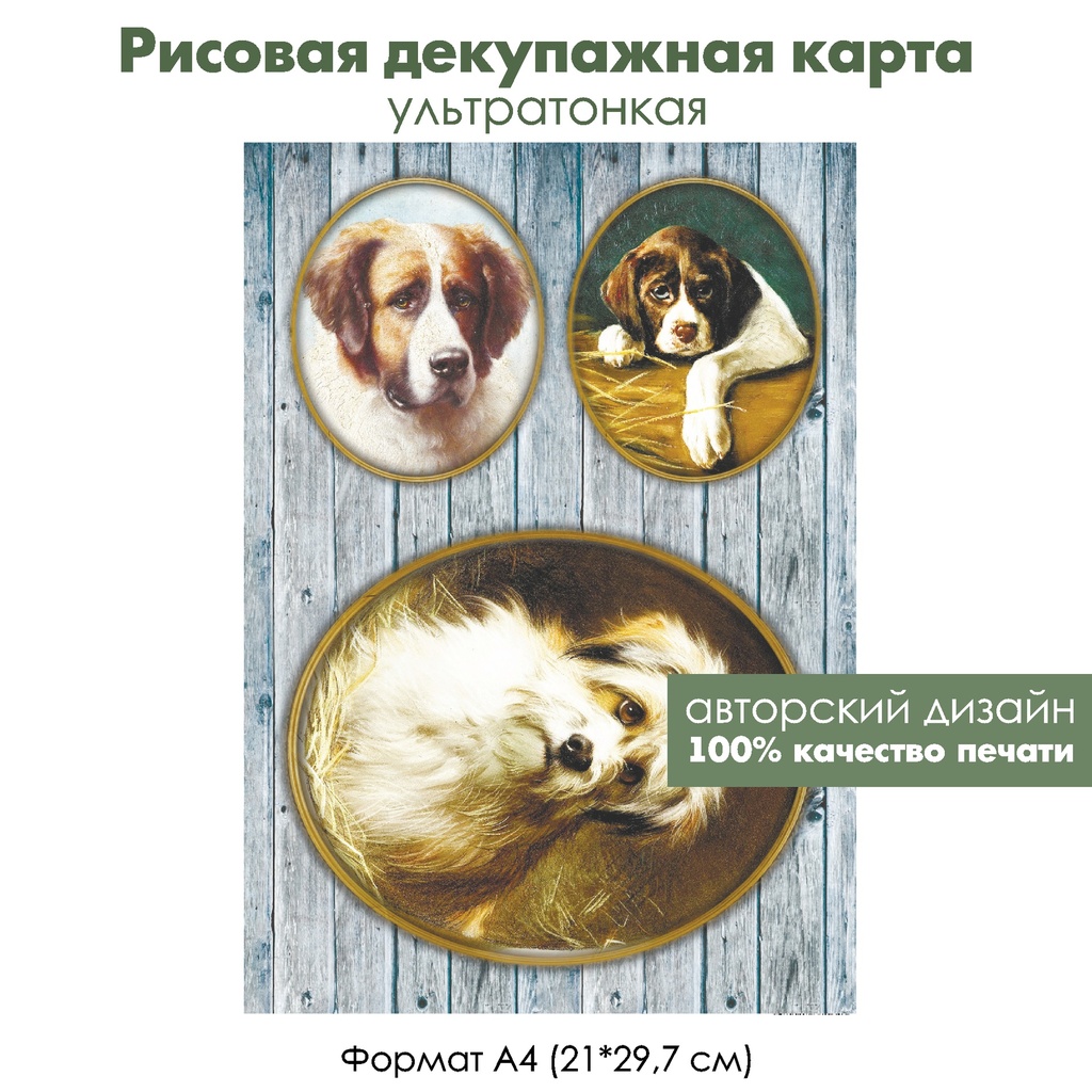 Декупажная рисовая карта Портрет собаки, формат А4