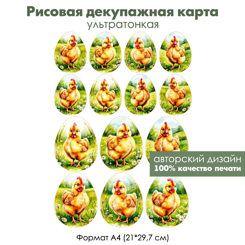 Декупажная рисовая карта Пасхальные яйца, формат А4