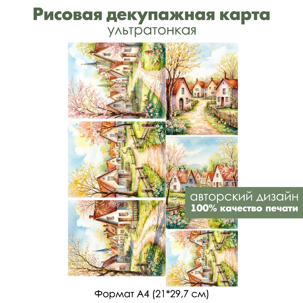 Декупажная рисовая карта Весенний день, формат А4