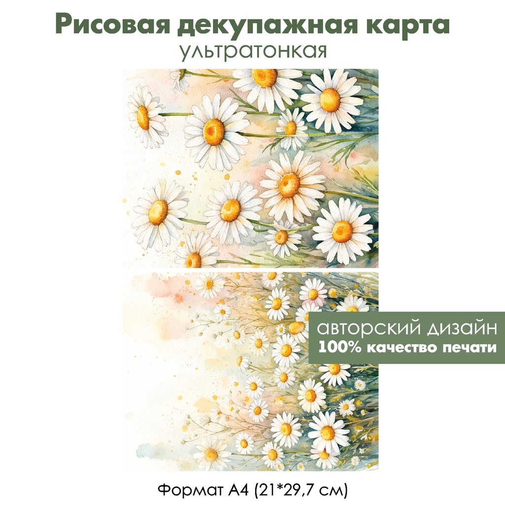 Декупажная рисовая карта Ромашки, формат А4