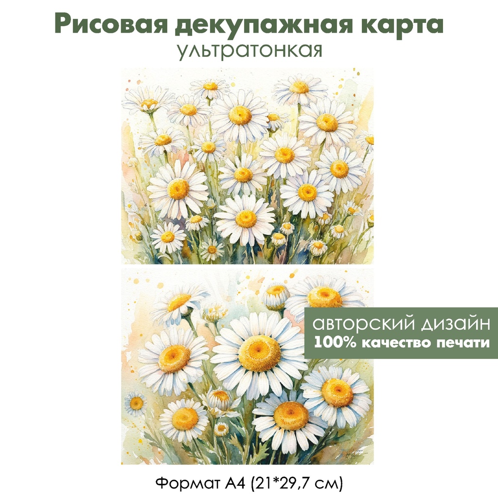 Декупажная рисовая карта Ромашки, формат А4