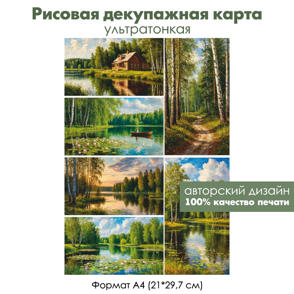 Декупажная рисовая карта В лесу, формат А4