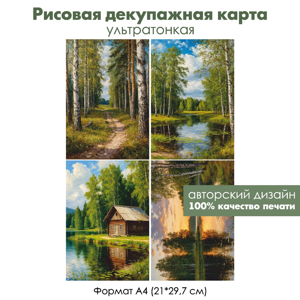 Декупажная рисовая карта В лесу, формат А4