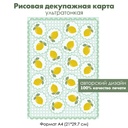 Декупажная рисовая карта Медальоны с лимонами на фоне мятных клеток, формат А4