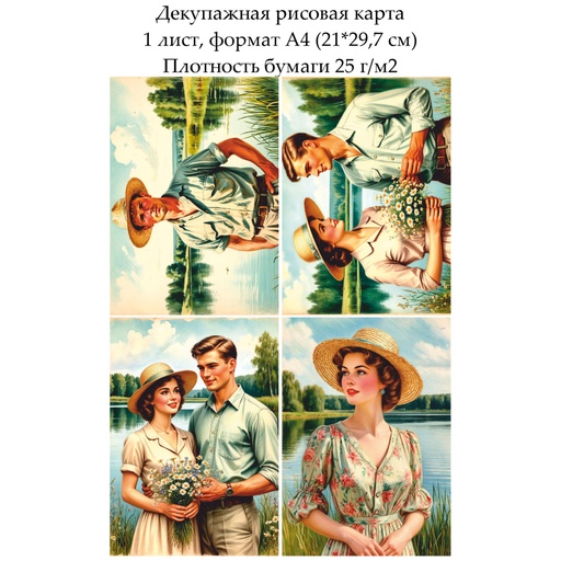 Декупажная рисовая карта Ретро, формат А4